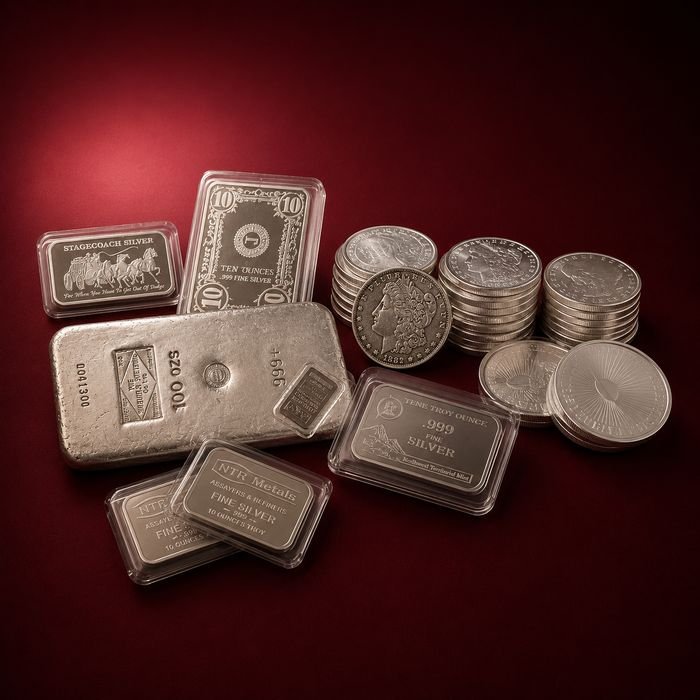 Gold and silver bullion from a private collection