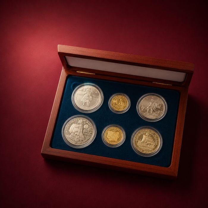 Rare and collectible coins prepared for review